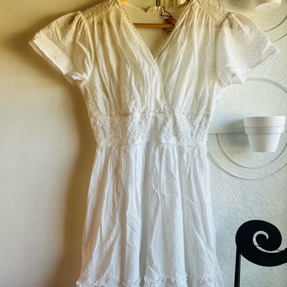 Altar'd State White and Gold Lace Dress